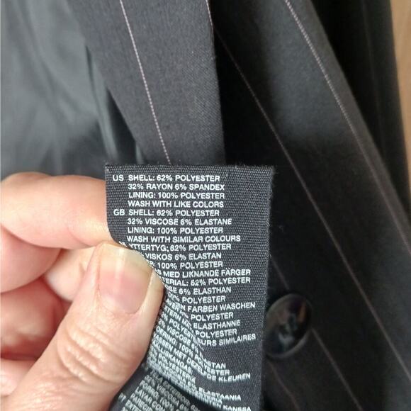 H&M Pink Pinstripe Black Suit Blazer Size 6 - Picture 7 of 9